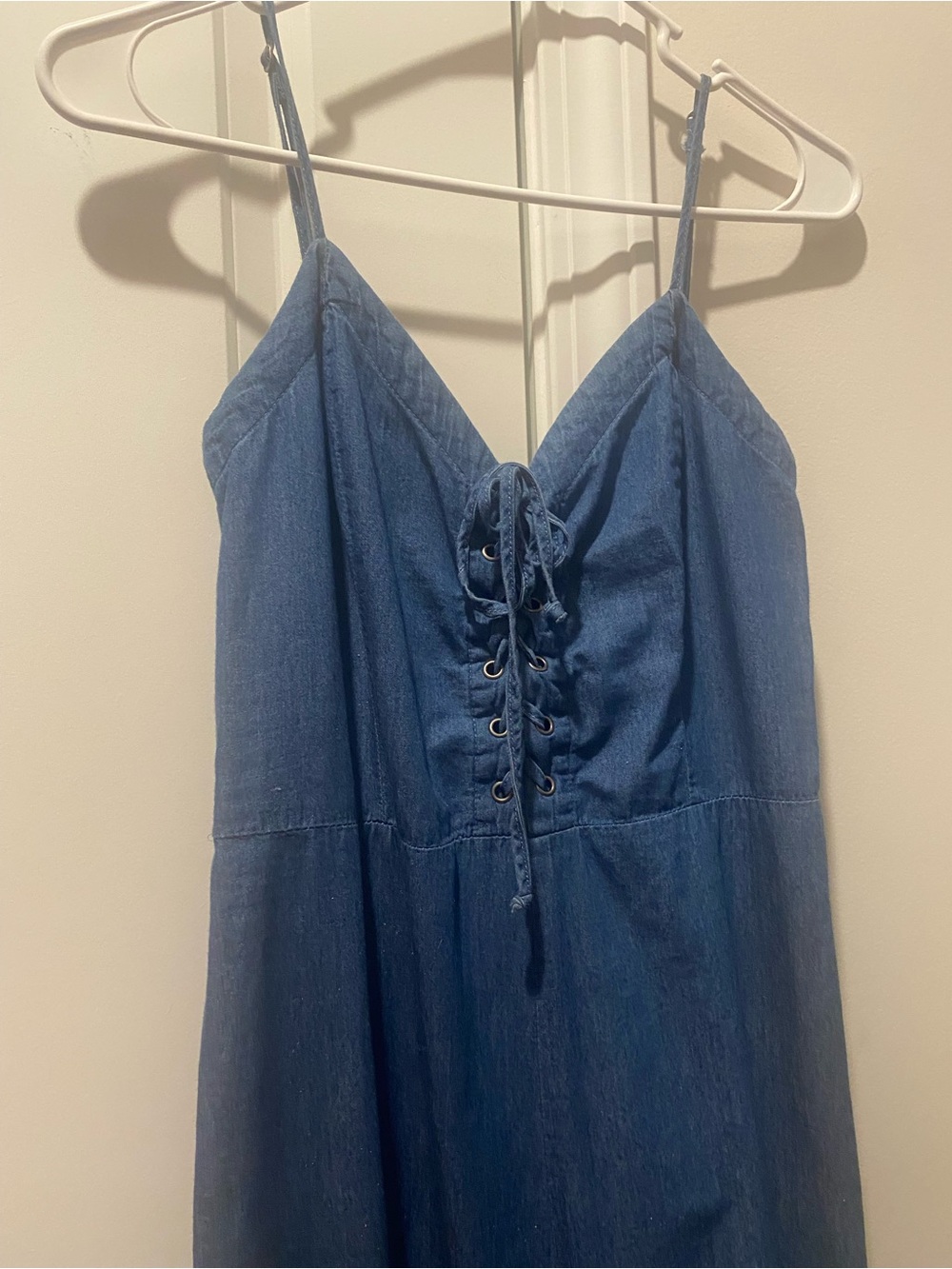 Aeropostale Denim Blue Lace-Up Slip Jumpsuit Size M